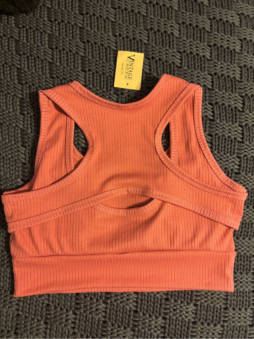 white birch Coral Ribbed Racerback Crop Top - Picture 3 of 8